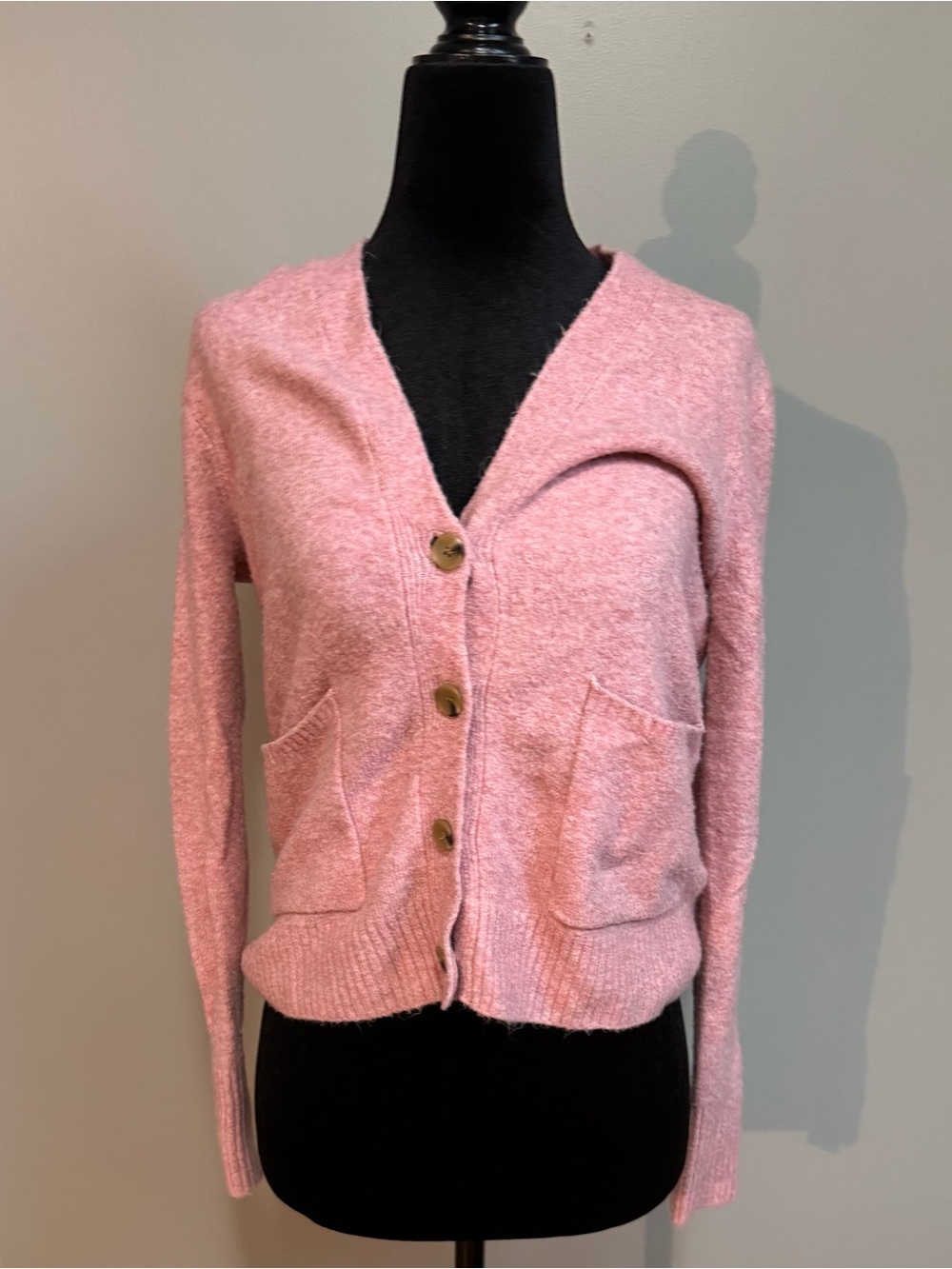 J. Crew Pink V-Neck Button Front Cardigan